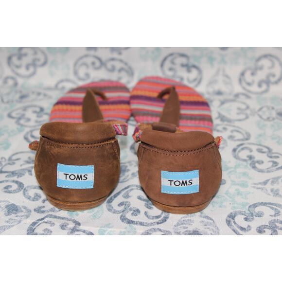 Toms Womens Multi-Color Tribal Boho‎ Leather Adjustable T-Strap Playa Sandals W7 - Picture 6 of 8